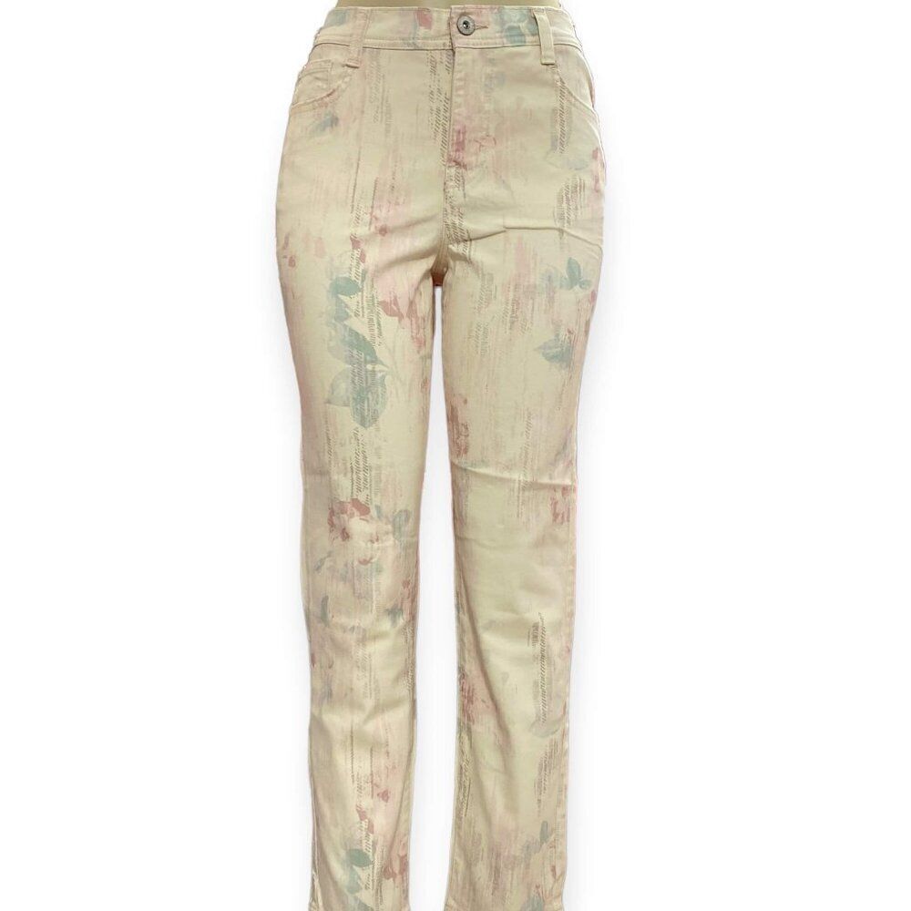 High Waist Pastel Floral Straight Leg Jeans NEW
